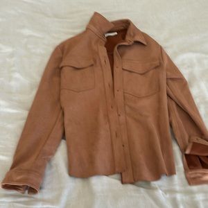 Brown suede long sleeve button up jacket sz m